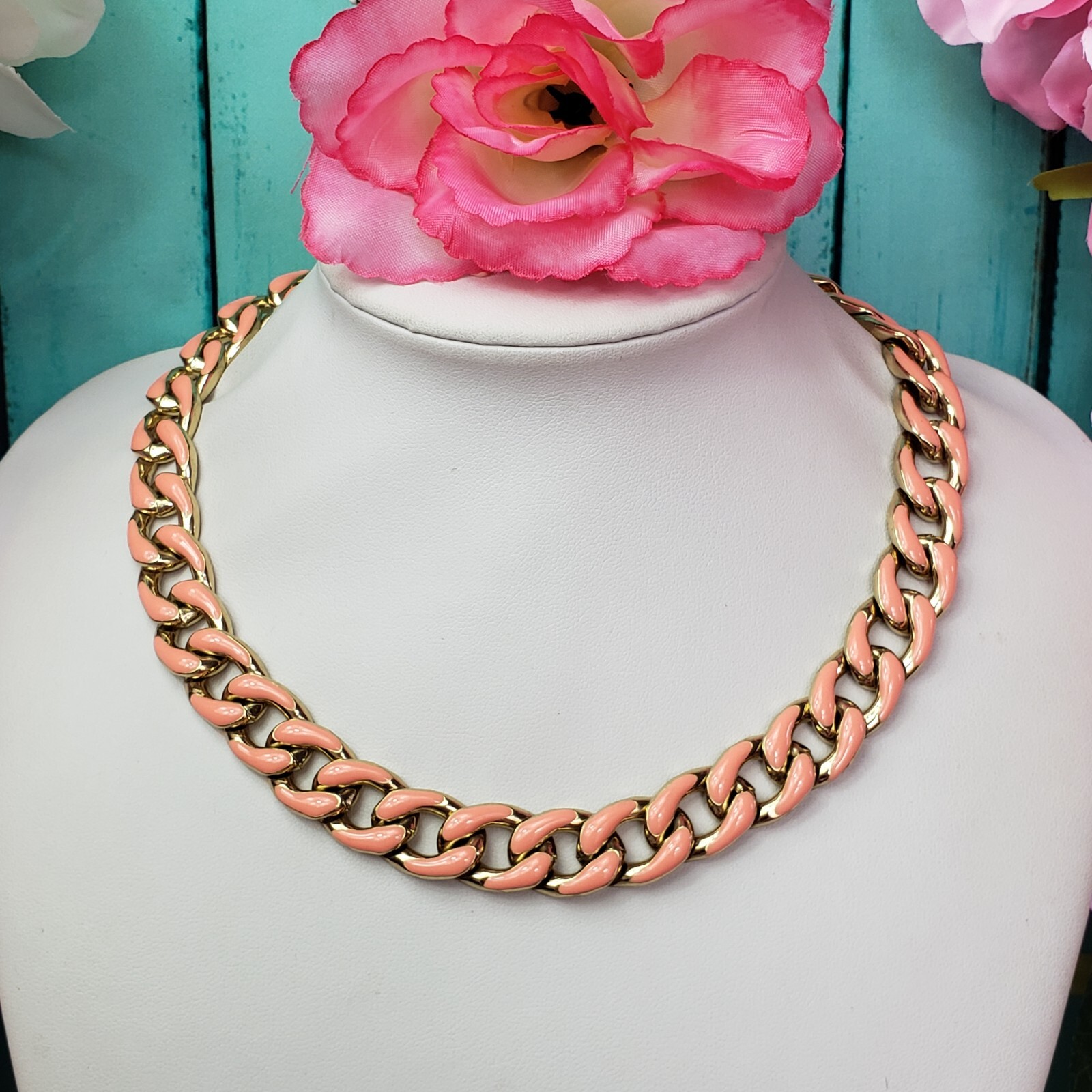 Trendy Large Enamel Cuban Link Chain Statement Necklace Chic Insta Collar
