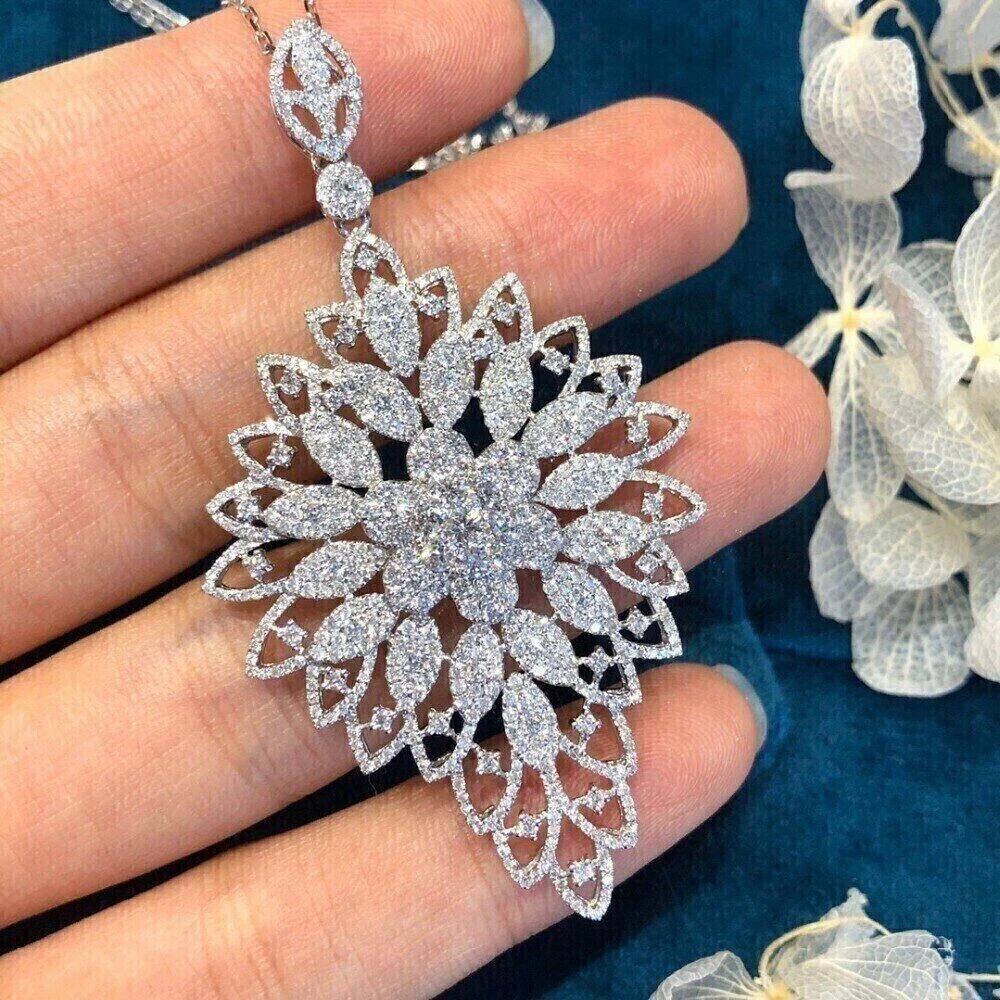 Round Cut Lab Created Diamond Wedding Antique Gift Pendent 14K White Gold Finish