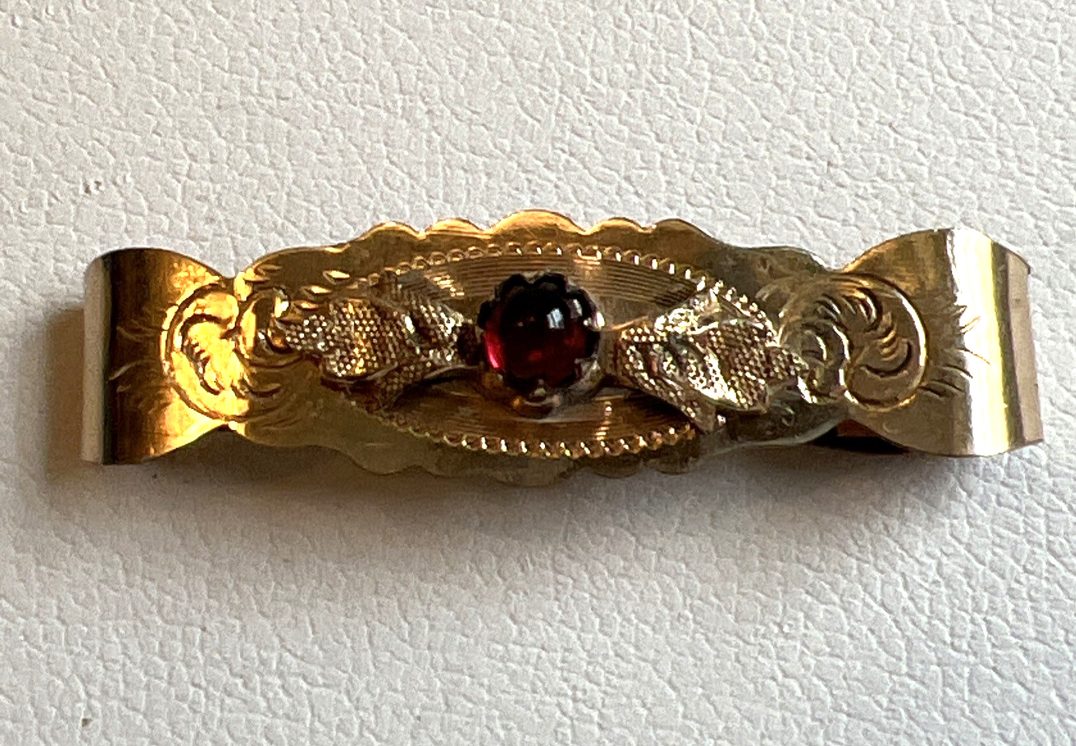Antique Gold Filled Garnet Cabochon Lingerie Pin