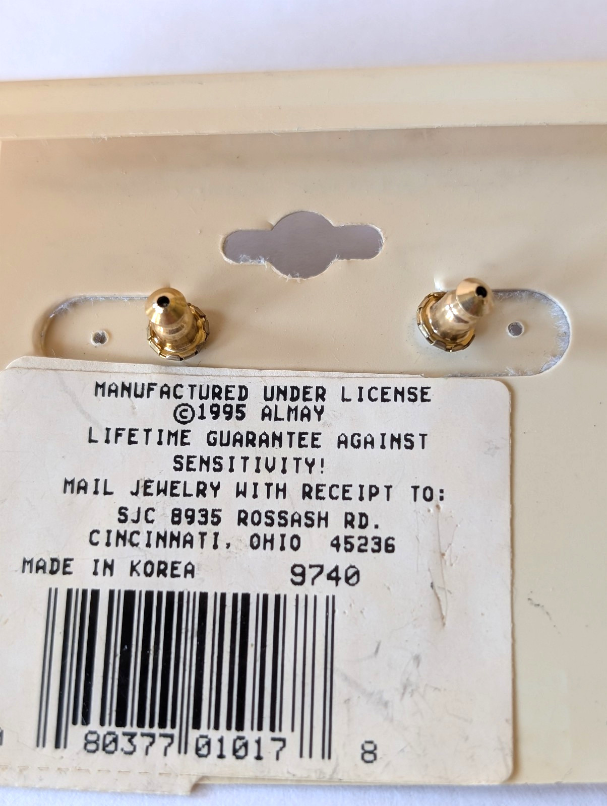 Vintage 1995 Almay “Sun Face” Pierced Earrings New Hypo-Allergenic Nickel Free