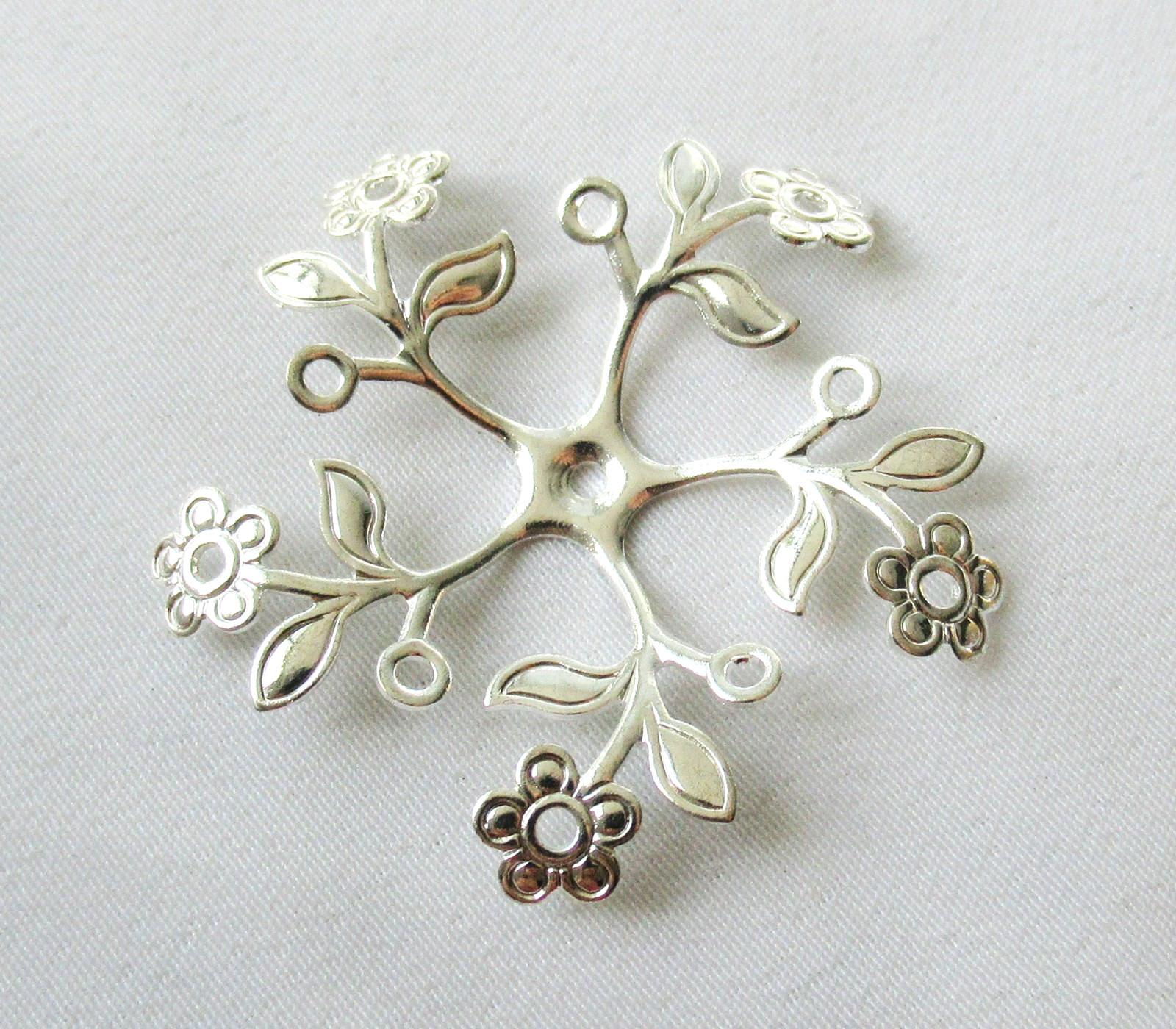 30pcs Flower Plants Bendable Filigree Stamping 37mm Raw Brass Jewelry Findings