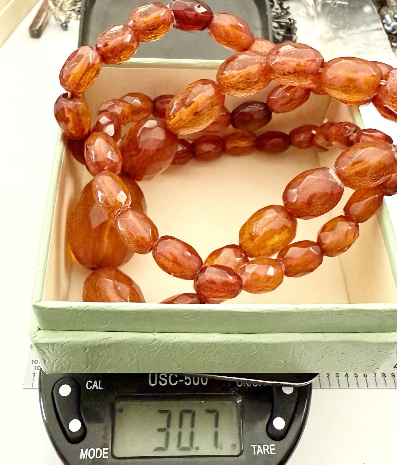 Antique Butterscotch Amber Bead Necklace 26” 30g