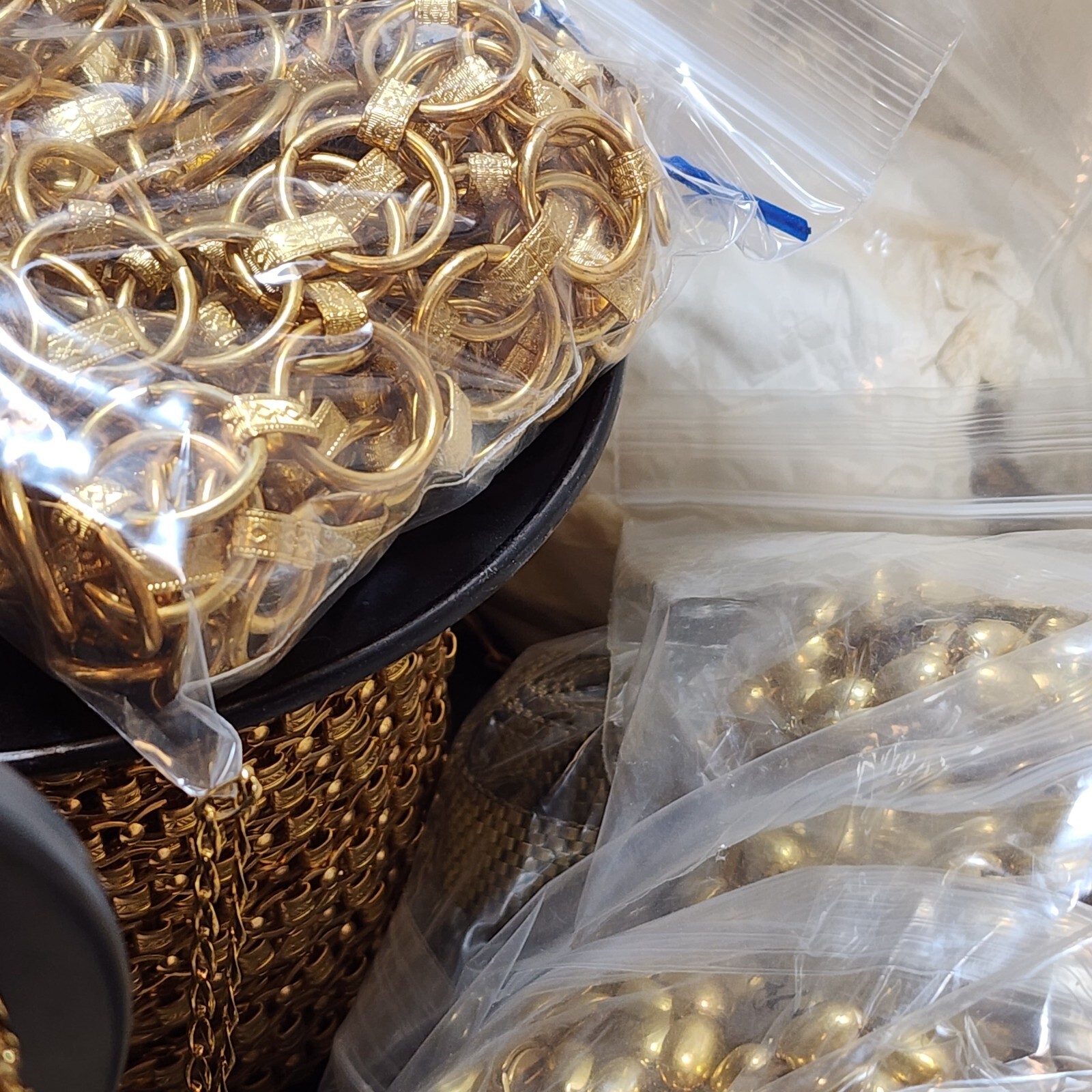 HUGE Brass Chain Lot Most Miriam Haskell & RARE Fancy Antique Art Deco U Choose