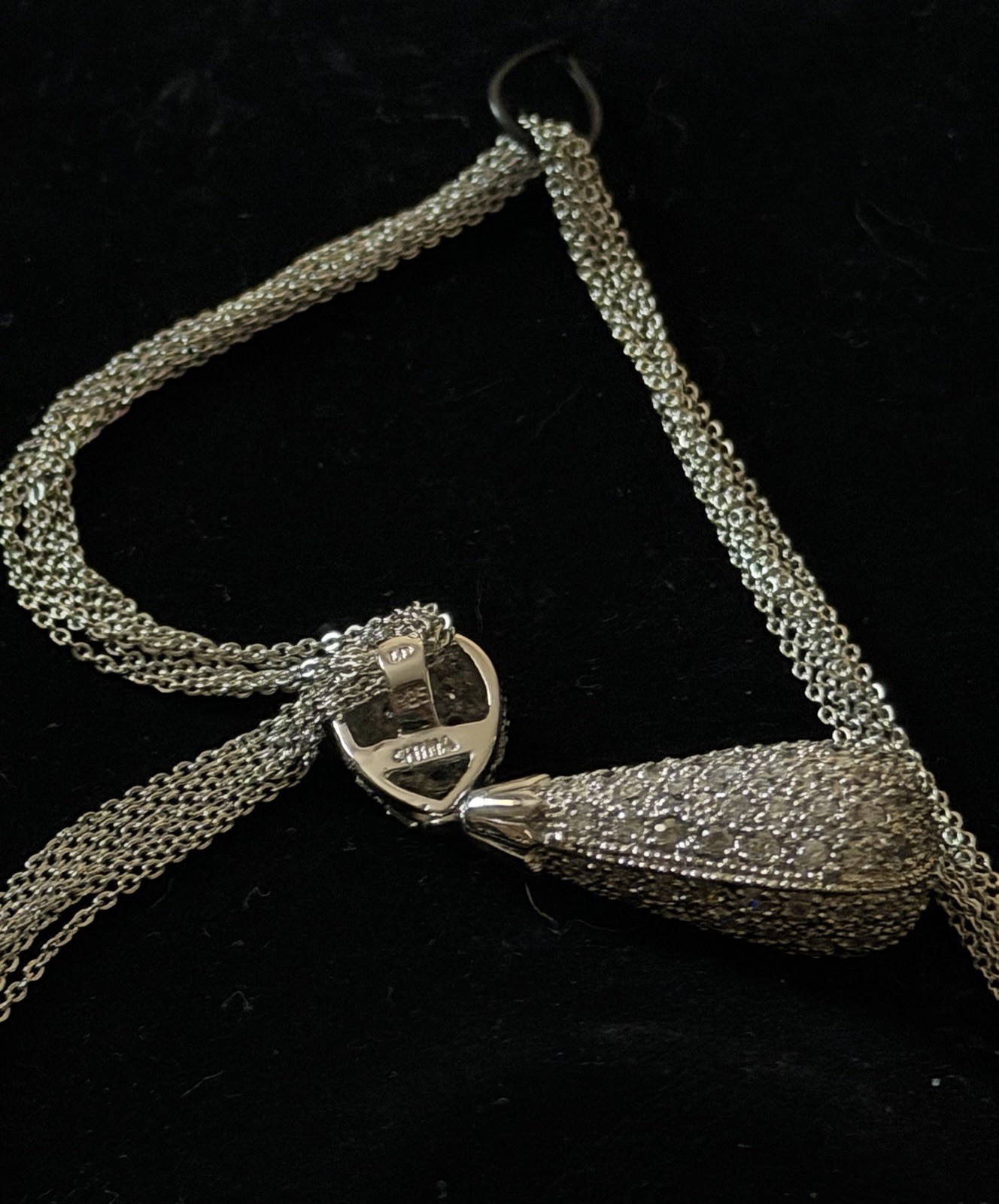 Suzanne Somers 2002 HSN Sterling Silver Multi-strand Clr CZ Large Drop Pendant