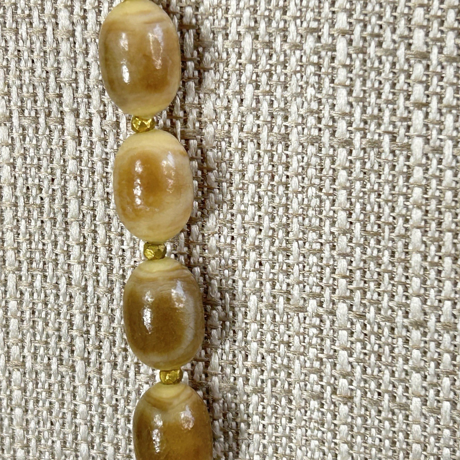 Vintage Chunky Necklace Golden Brown 25″ Statement Graduated Oval Beaded