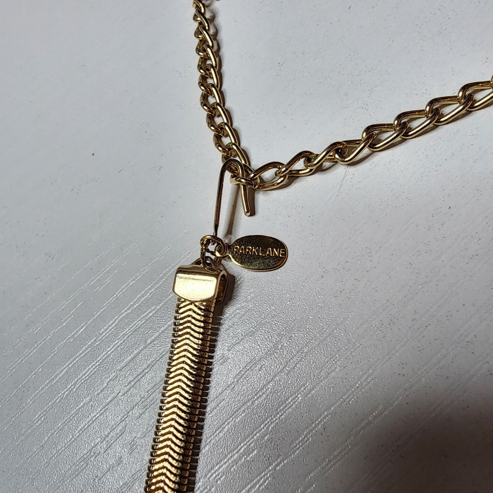 Vintage Signed Park Lane Gold Tone Faux Pearl Serpentine Choker Necklace Snake
