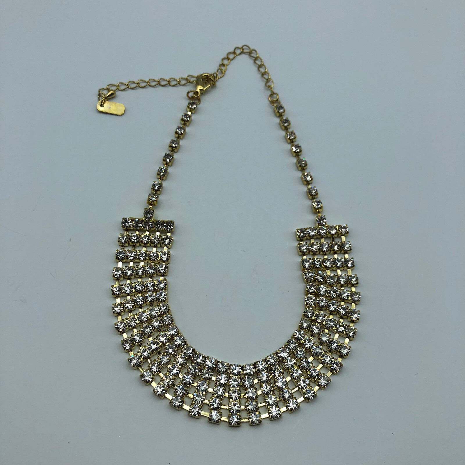 Beautiful rhinestone necklace signed unknown maker bridal prom drag
