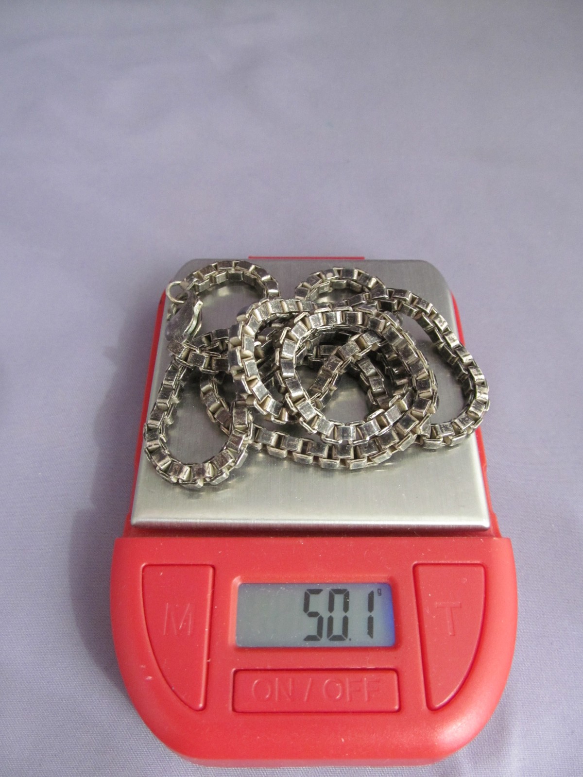VINTAGE HUGE MENS HEAVY CHUNKY STERLING BOX CHAIN NECKLACE 4MM 23 1/2″ 50g