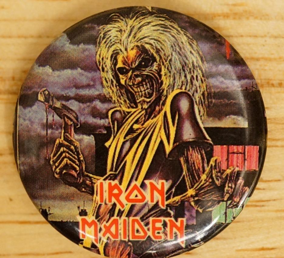 Vintage Pinback Button Iron Maiden British Heavy Metal Band Killers Album 1983