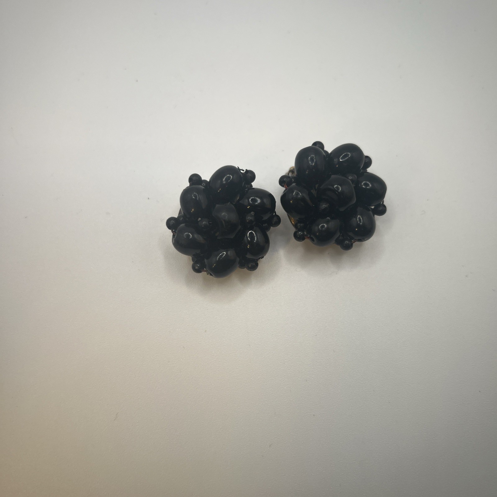 Vintage Clip On Earrings Cluster Beaded Germany, Real Vintage