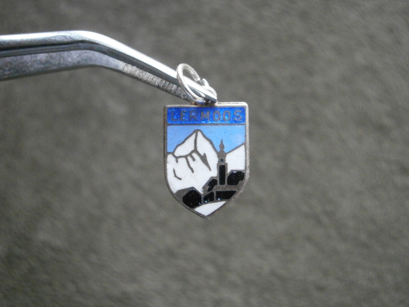 Lermoos Austria Vintage 800 Silver Enamel Travel Shield Bracelet Charm