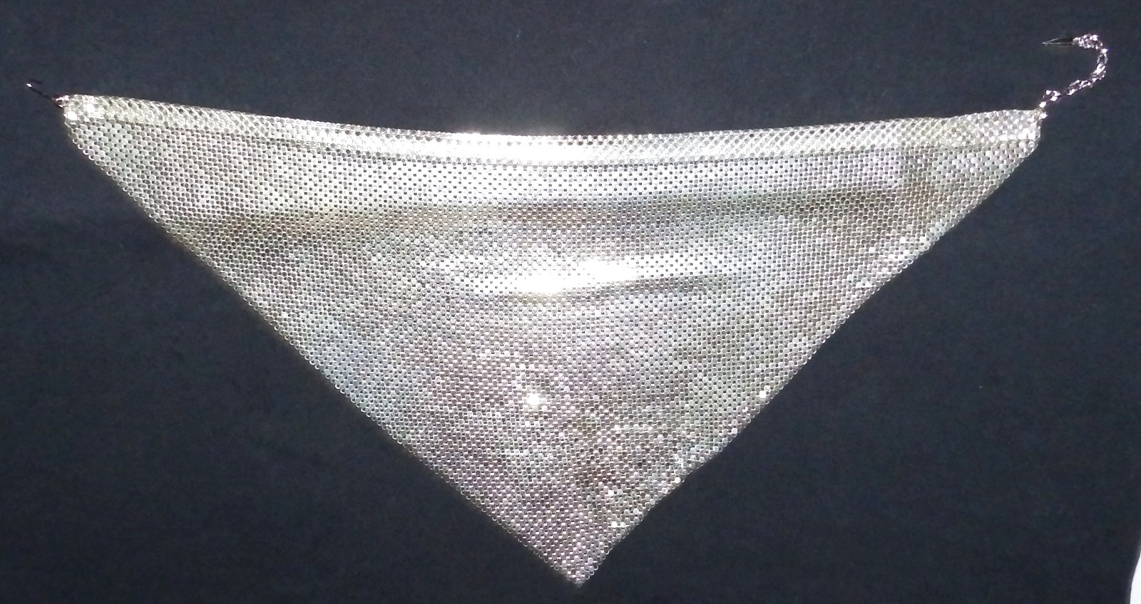 Vintage Whiting & Davis Silver Mesh Drape Bib Chain Scarf Necklace