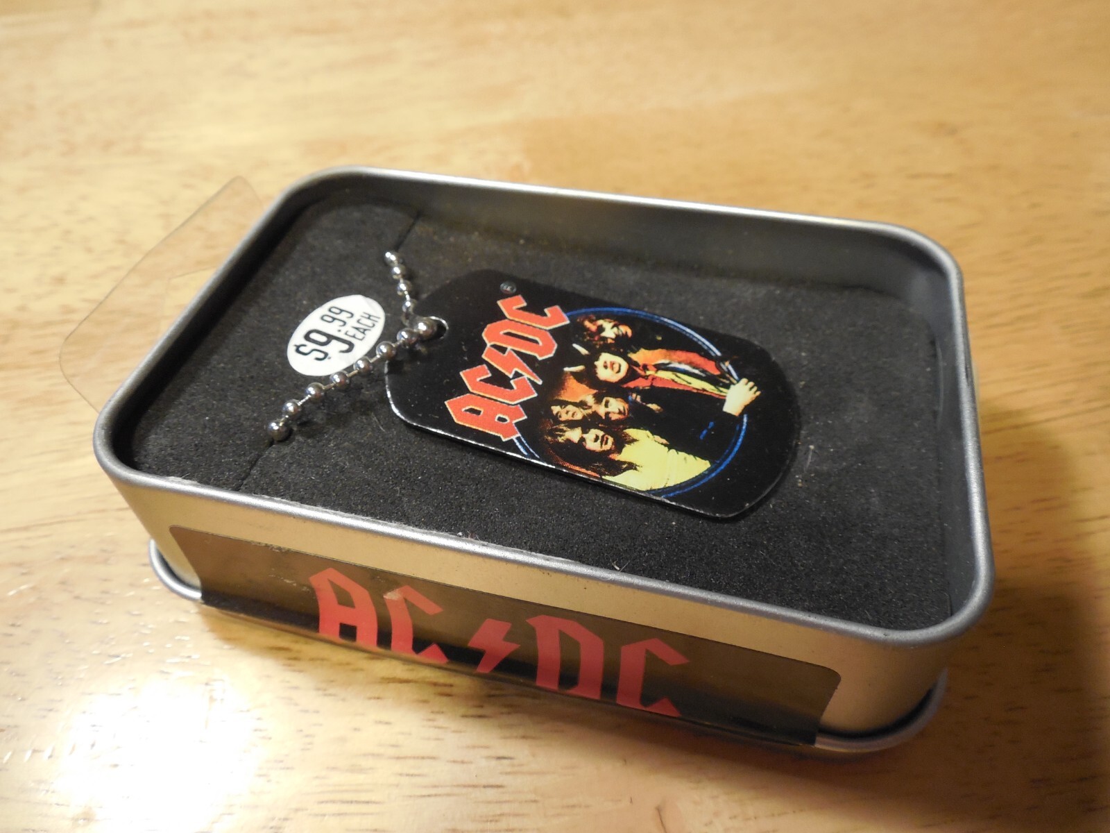 ACDC Dog Tag On Steel Ball Chain 2006 Presse with metal box Unused New AC/DC