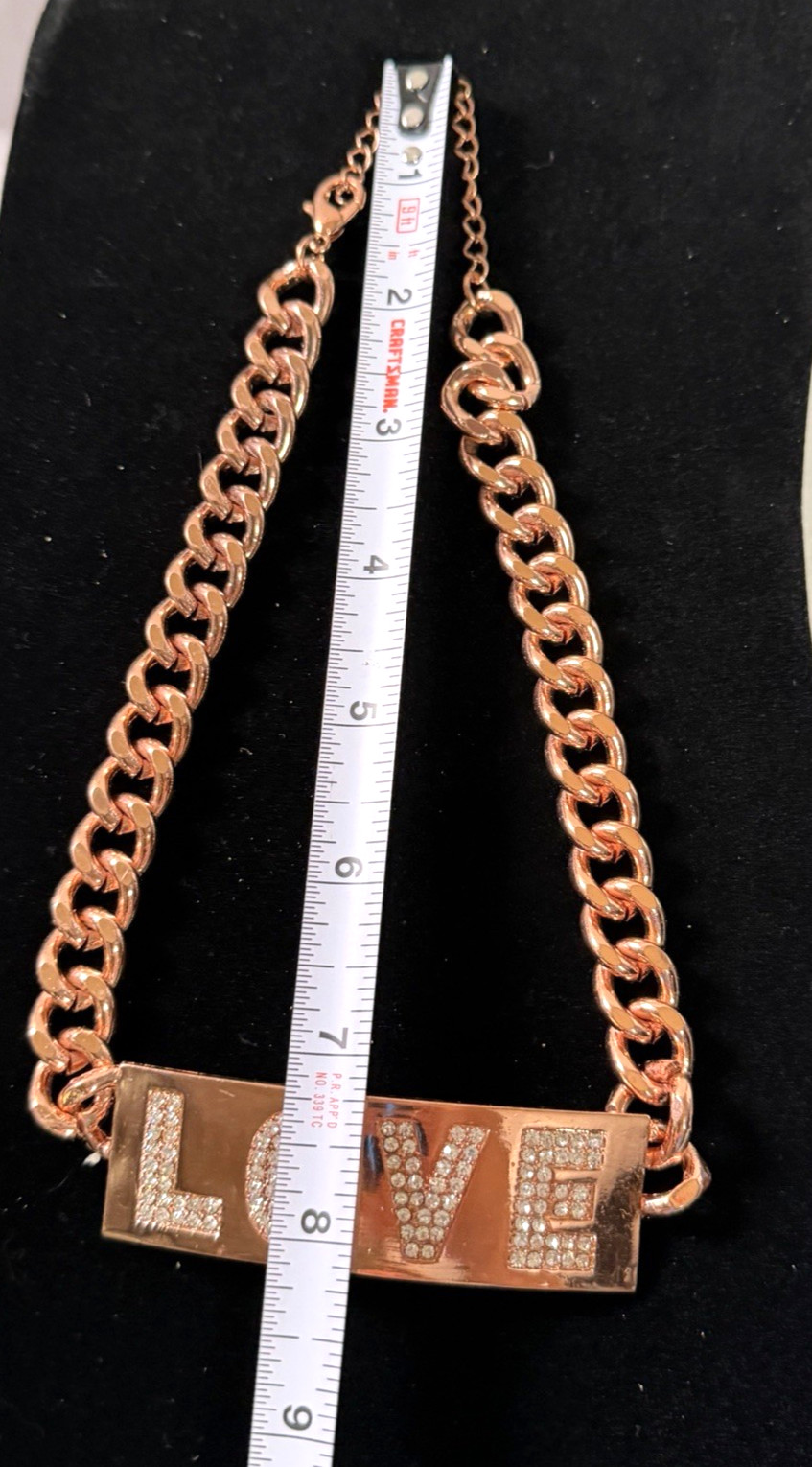 NENA Rose Gold-Tone Cuban Link Chain LOVE Plate Choker Necklace & Earrings Set