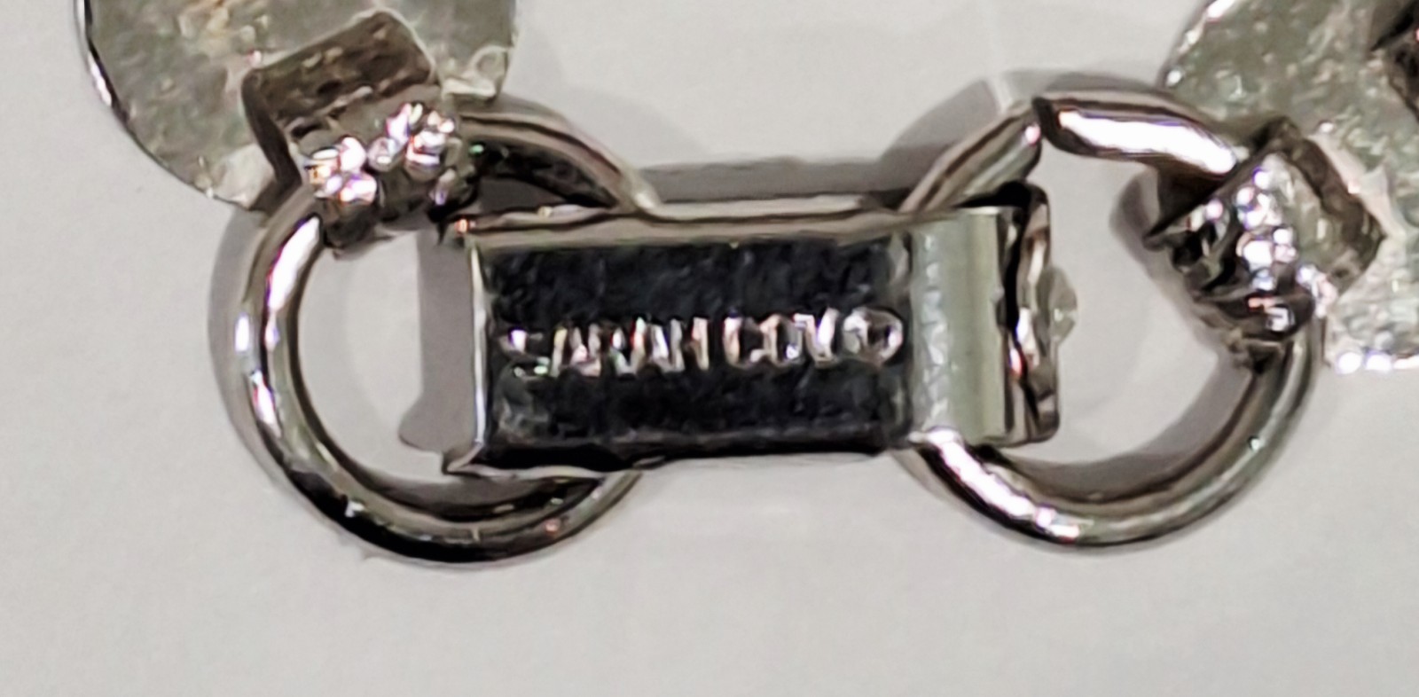 Vintage Signed Sarah Coventry Round Link Chain Bracelet Silver tone 7.5 Inches