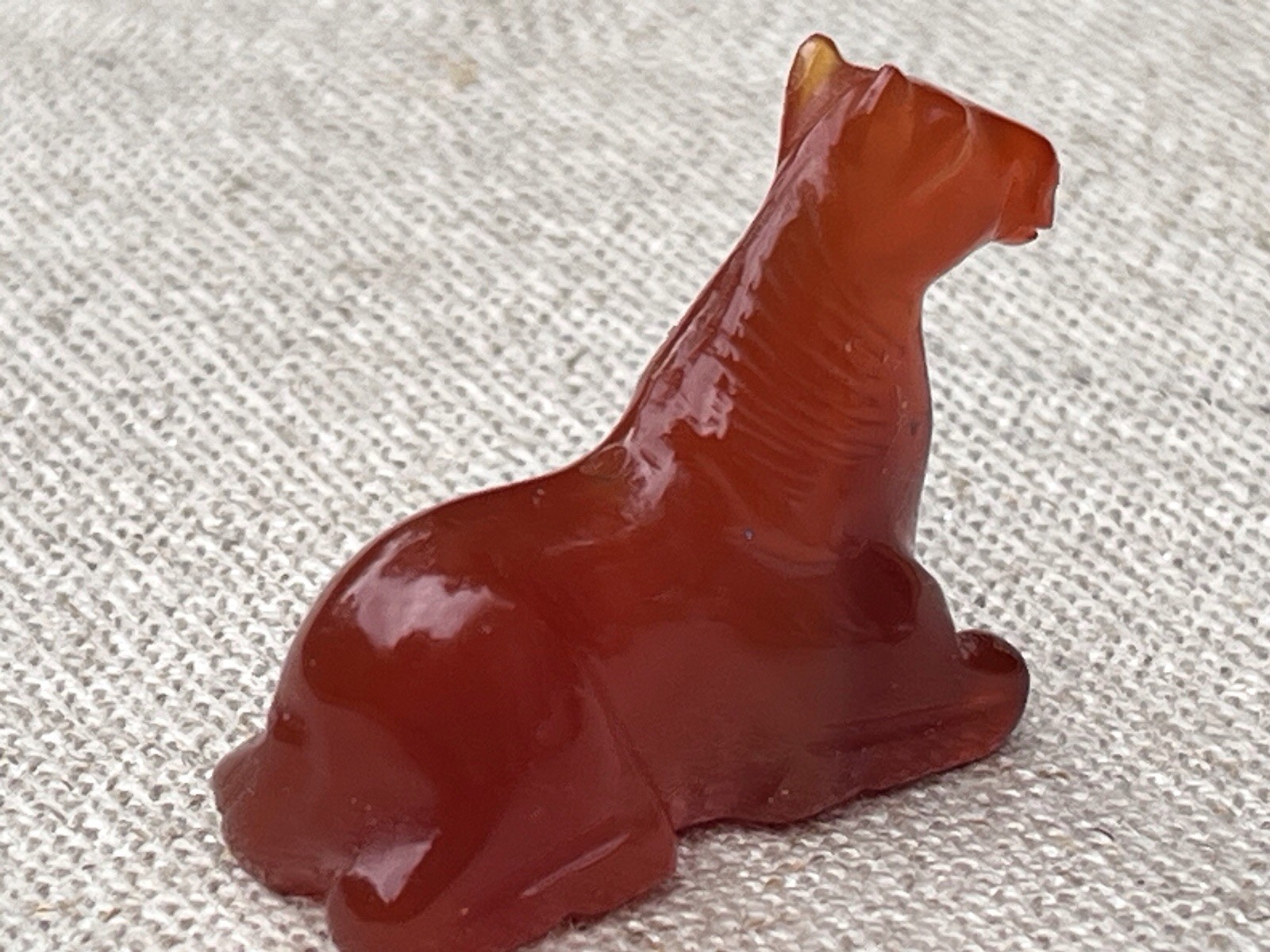 Vintage Chinese Carnelian Mini Horse Bead Pendant Necklace
