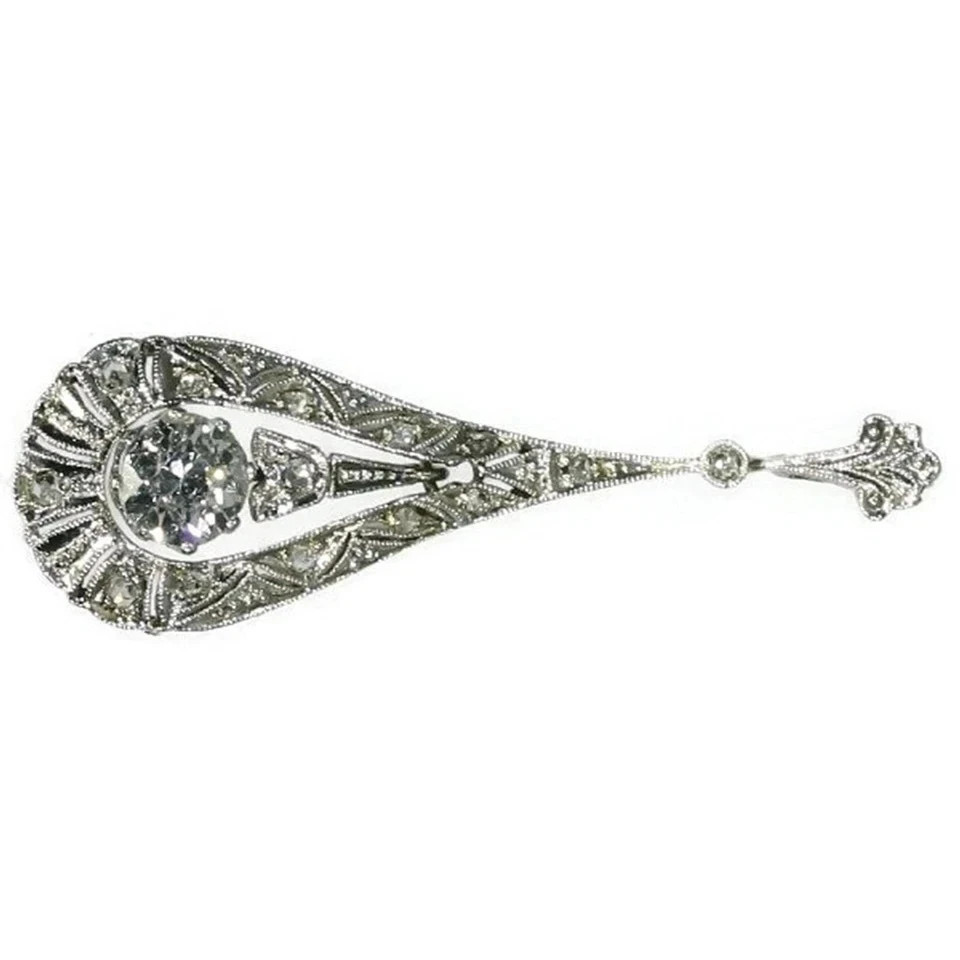 2Ct Art Deco Style Lab Created Diamond Engagement Gift 14K White Gold FN Pendant