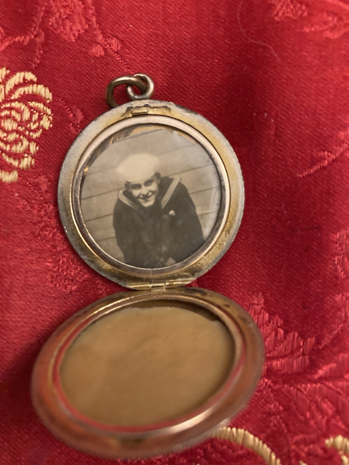 Victorian Gold Locket, Previously Owned. 1 WWII snapshot of A Navy Corpsman