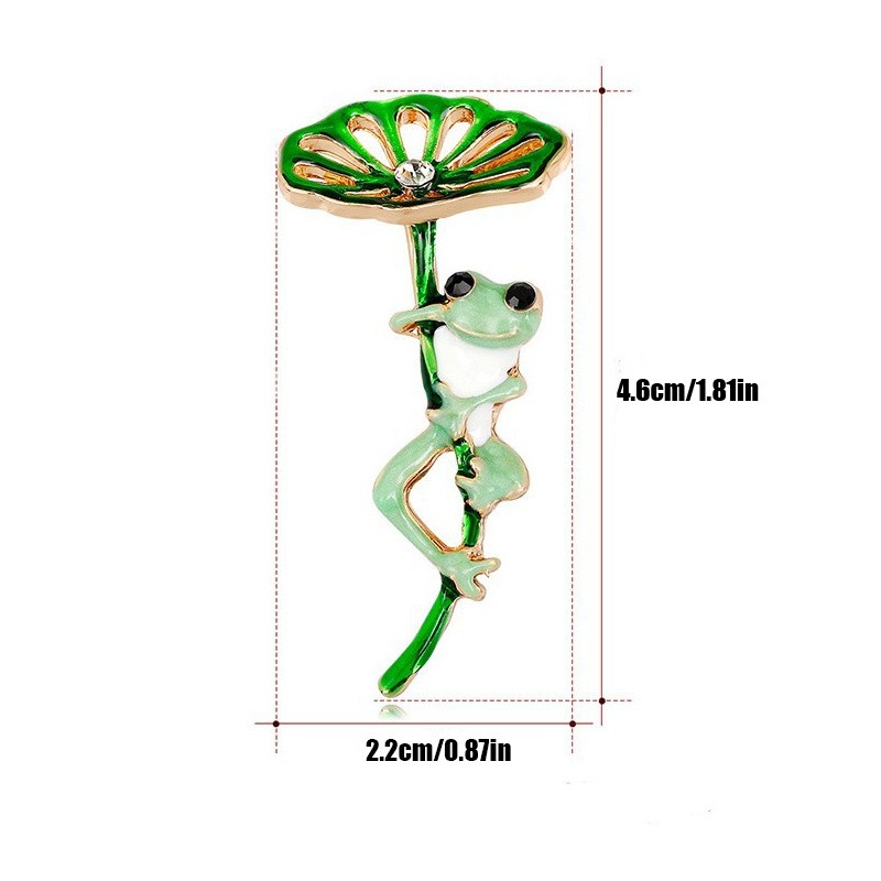 2Pcs Frog Lotus Leaf Brooch Animal Lapel Pin Cute Women Daily Party Jewelry Gift