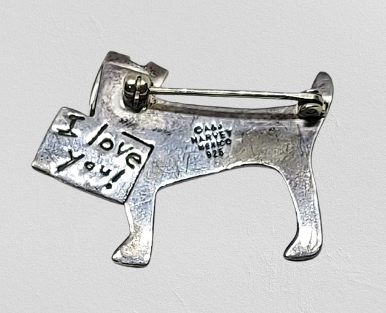 Vintage Anne & Jane Harvey 925 Mexico Sterling Silver Dog Brooch Pin