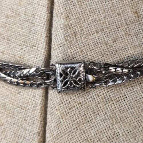 Vintage Jewelry set silvertone braided wheat chain necklace & braclet