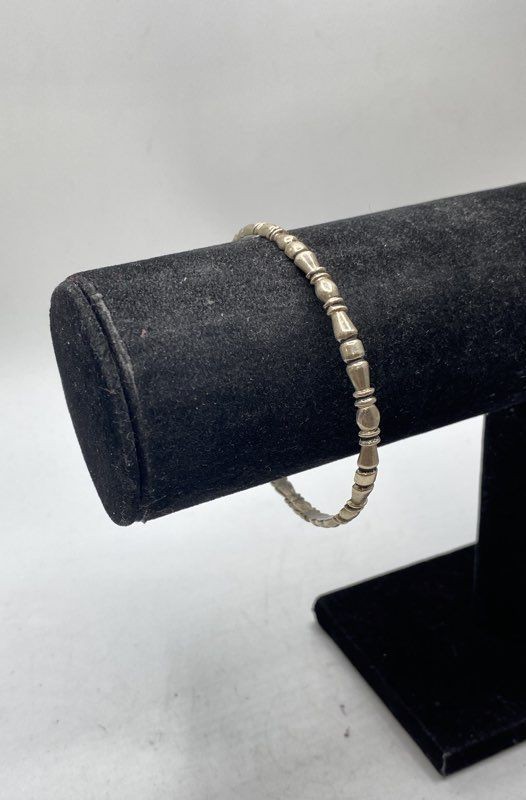 Hawthorne Sterling Silver 925 Spindle Textured Bangle Bracelet 7 7/8″ 14.2g