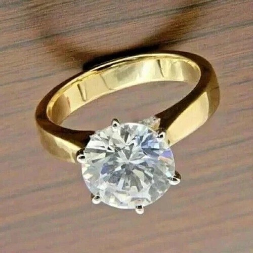 2.4Ct VVS1 Round Cut Lab Created Diamond Anniversary 14K Yellow Gold Finish Ring