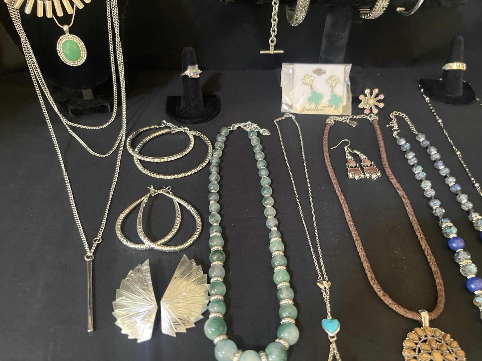 Vintage To Now Estate Lot Silver tone Jewelry Necklace Bracelet Earrings Ring