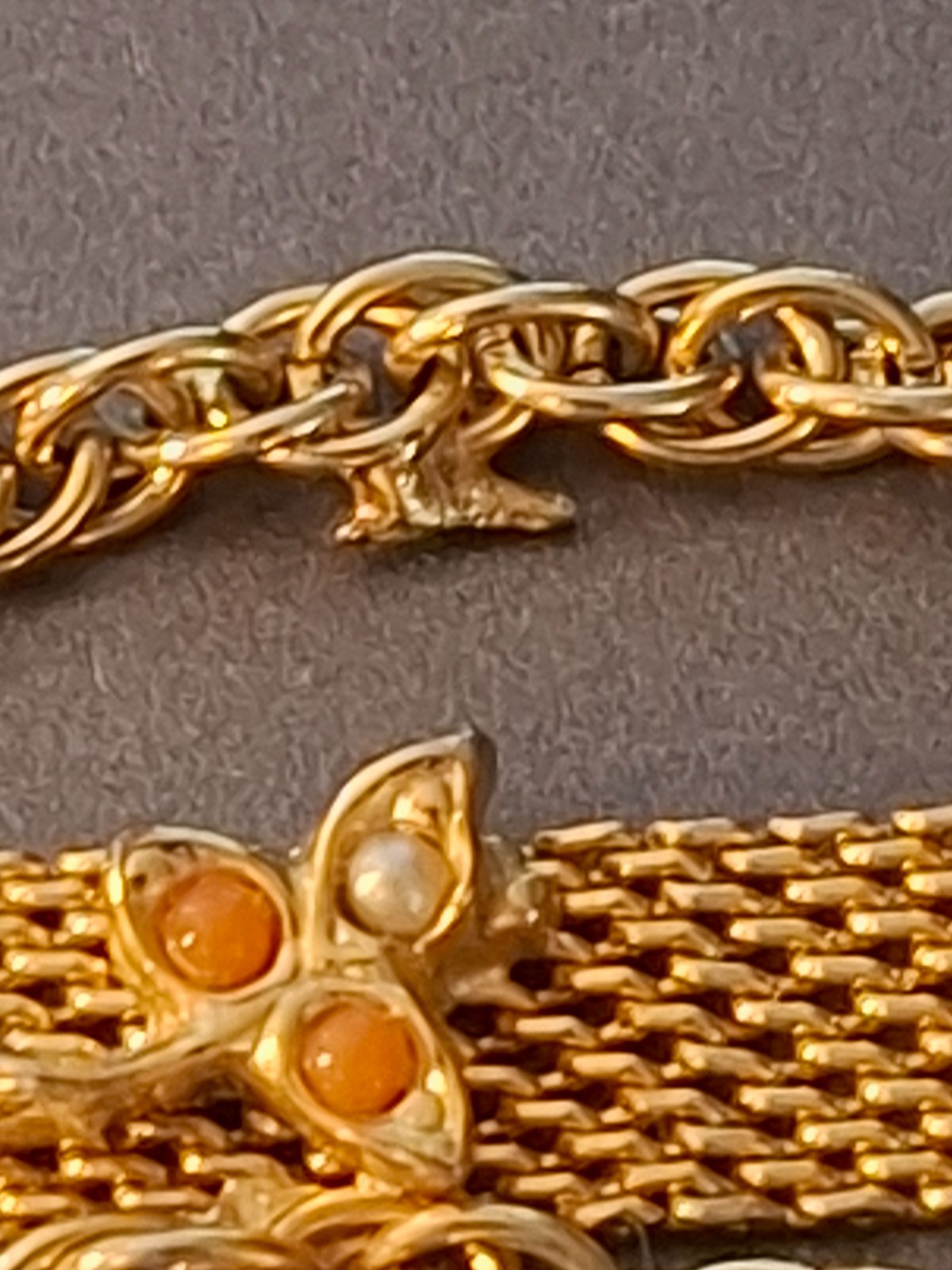 Vintage MCM Jewelry Goldette Gold Tone Mesh & Chain Bracelet – slight damage