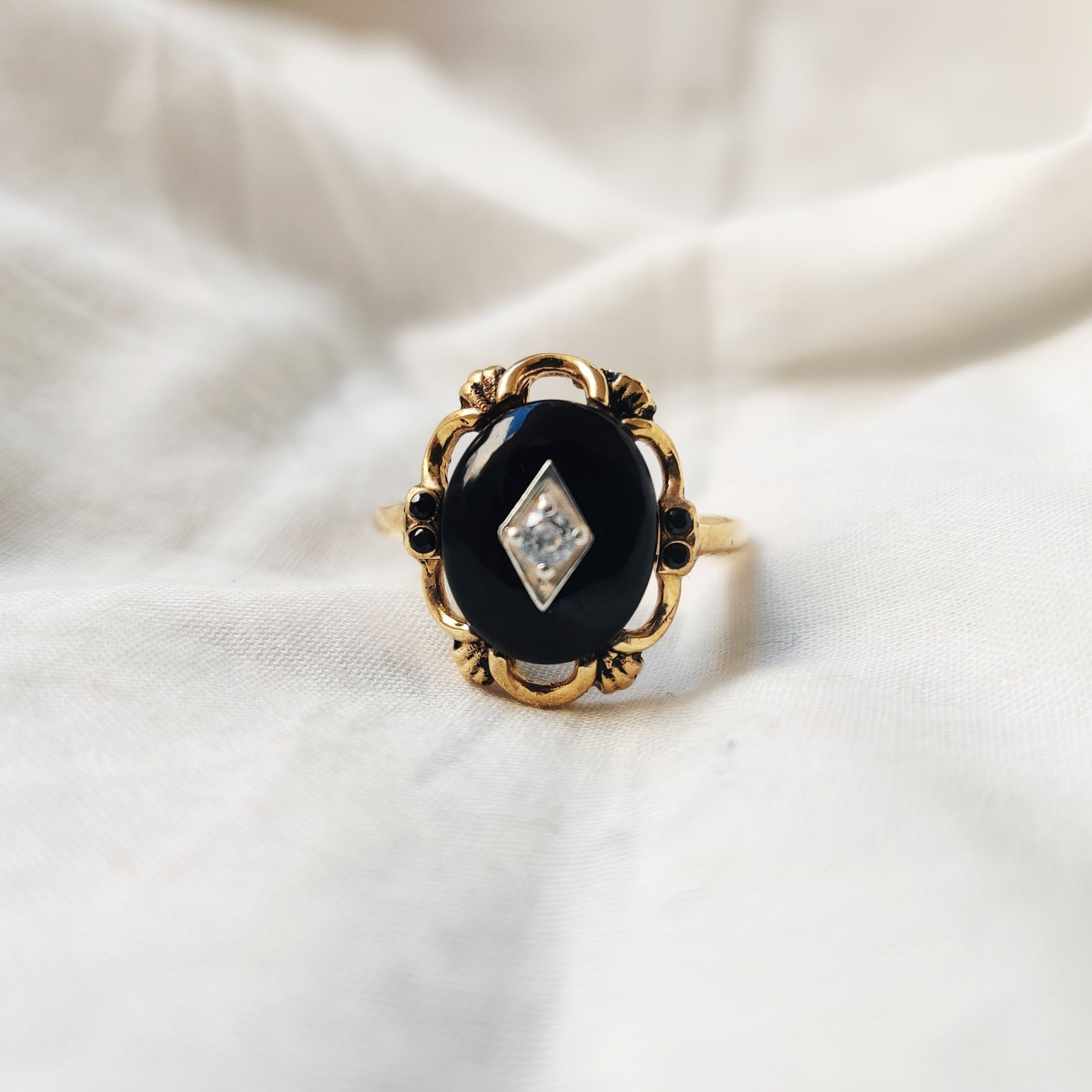 antique 925 silver vintage Victorian art deco handmade black onyx ring best gift