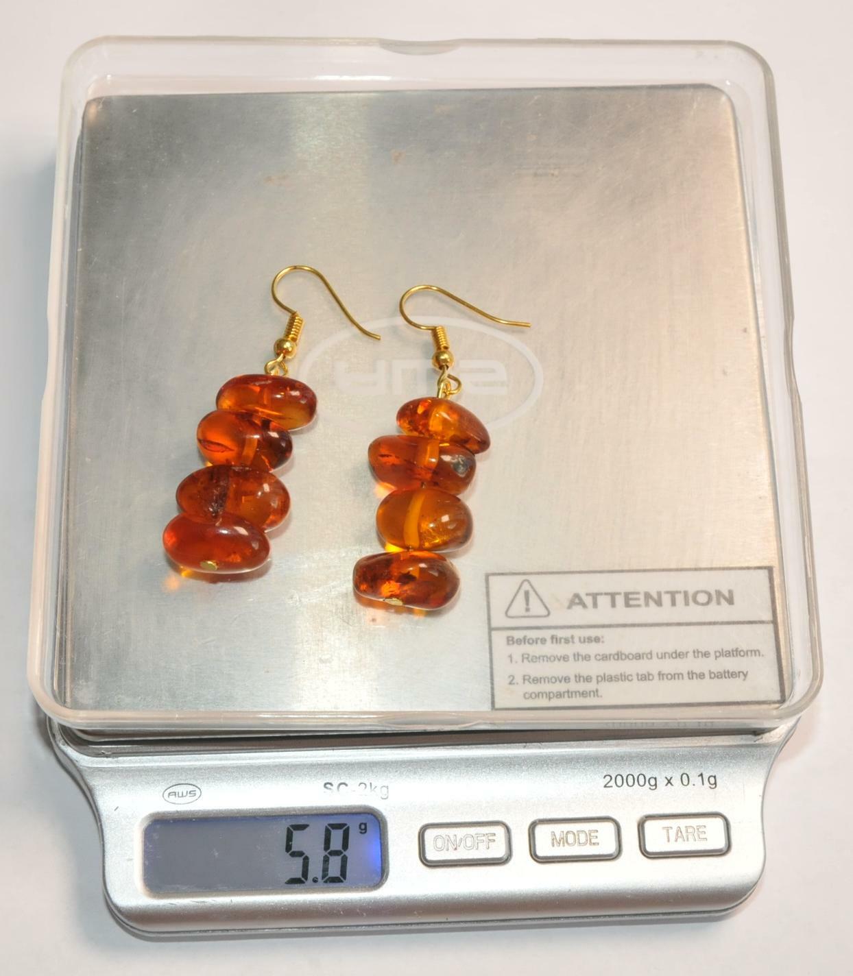 VINTAGE RUSSIAN SOVIET BALTIC SEA AMBER EARRINGS 老琥珀 USSR KALININGRAD STONE ROCK