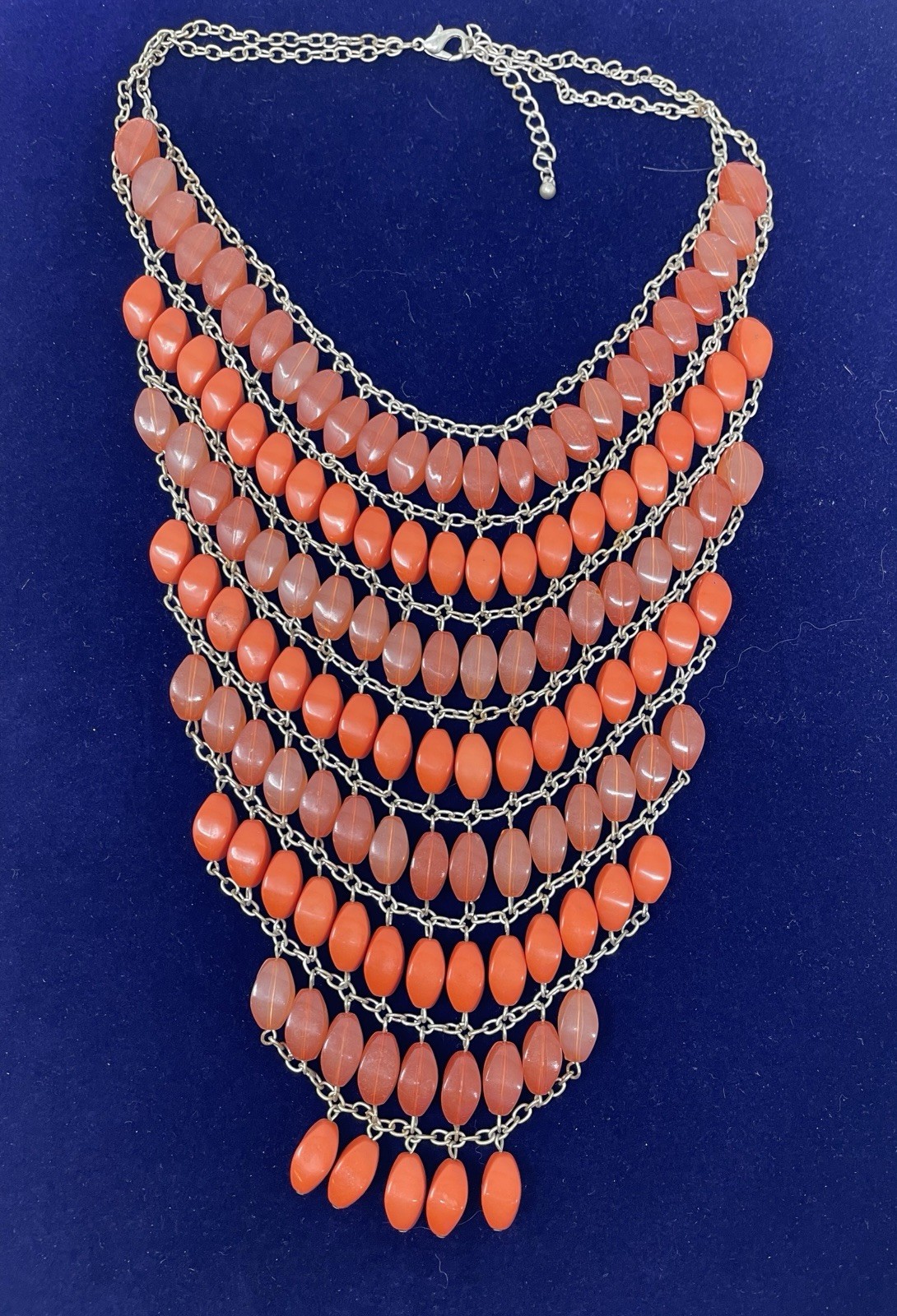 1950’s Vintage Egyption Bib style Statement Necklace Coral Color