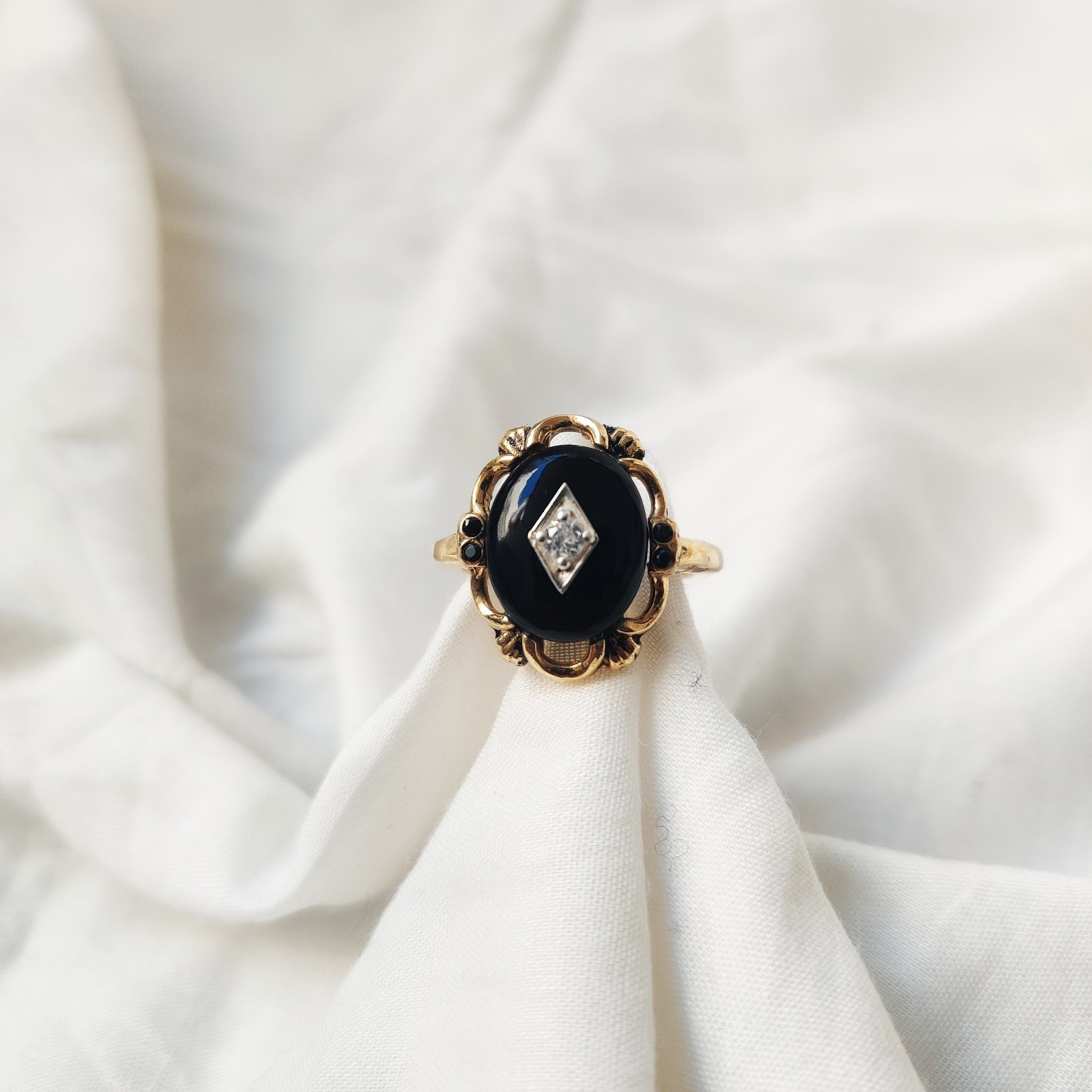 antique 925 silver vintage Victorian art deco handmade black onyx ring best gift