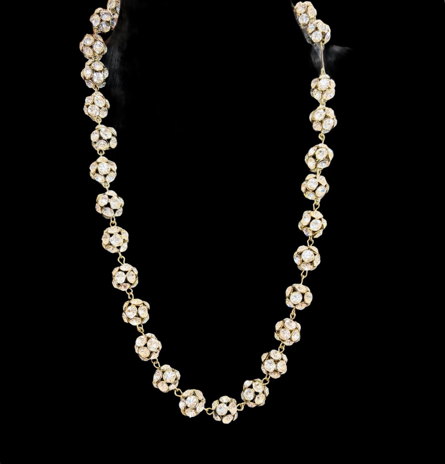 Vintage 3-D Rhinestone Cluster Necklace~Super Sparkle~1950s Hollywood Glam