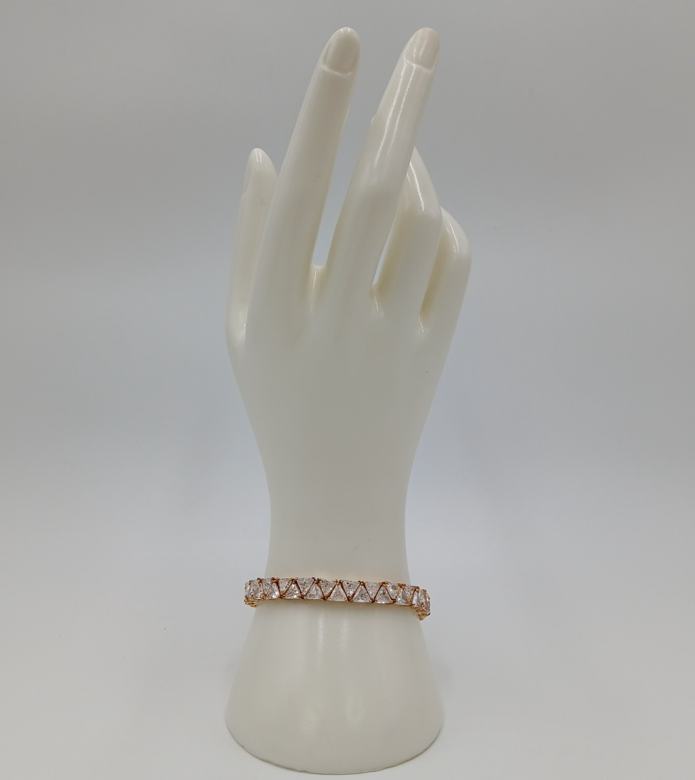 VTG 925 GL Trillion Cut Tennis Bracelet 7in Sterling Silver Vermeil 25gtw CZ