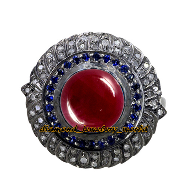 Victorian 1.02Ctw Rose Cut Diamond Gemstone Studded Silver Gorgeous Ring Jewelry