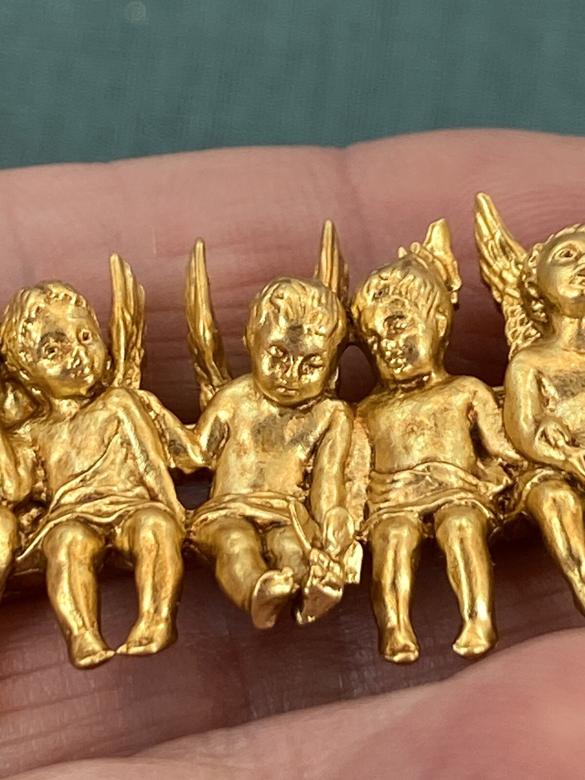 I Am Edgar Berebi My All In A Row Angel child Vintage Brooch pin jewelry 24kplat