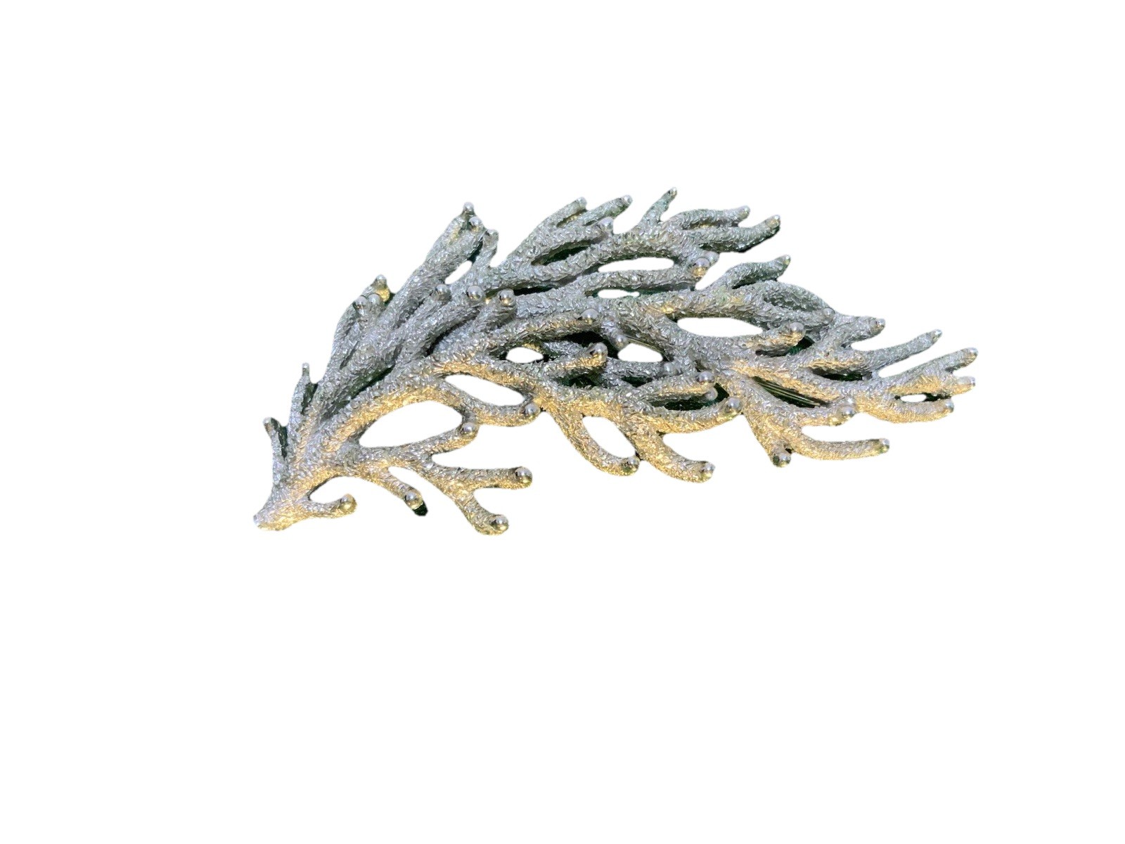 Vintage Trifari Seaweed Coral Reef Silver Tone Brooch