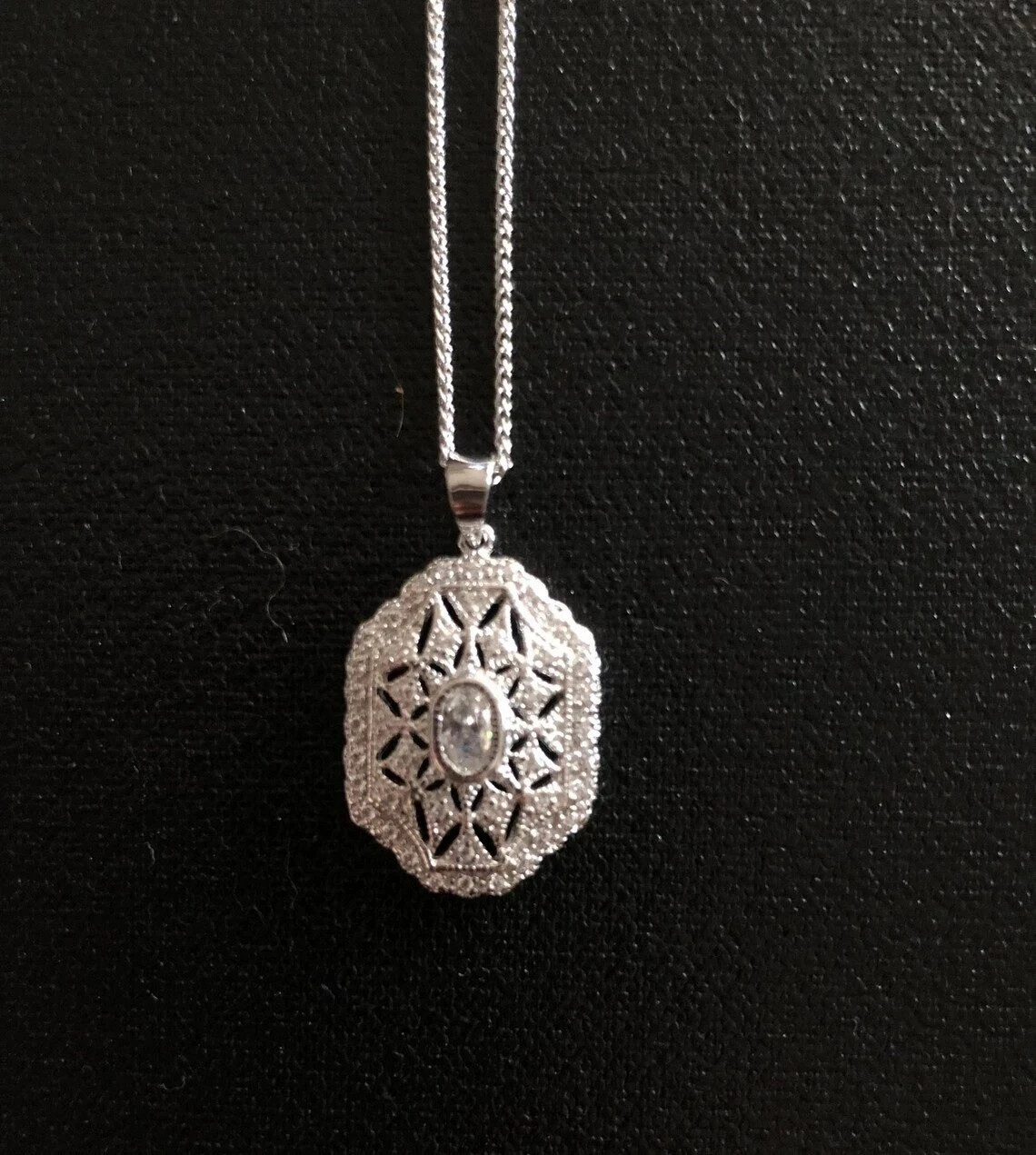 2Ct Art Deco Style Lab-Created Diamond Engagement Gift 14K White Gold FN Pendant