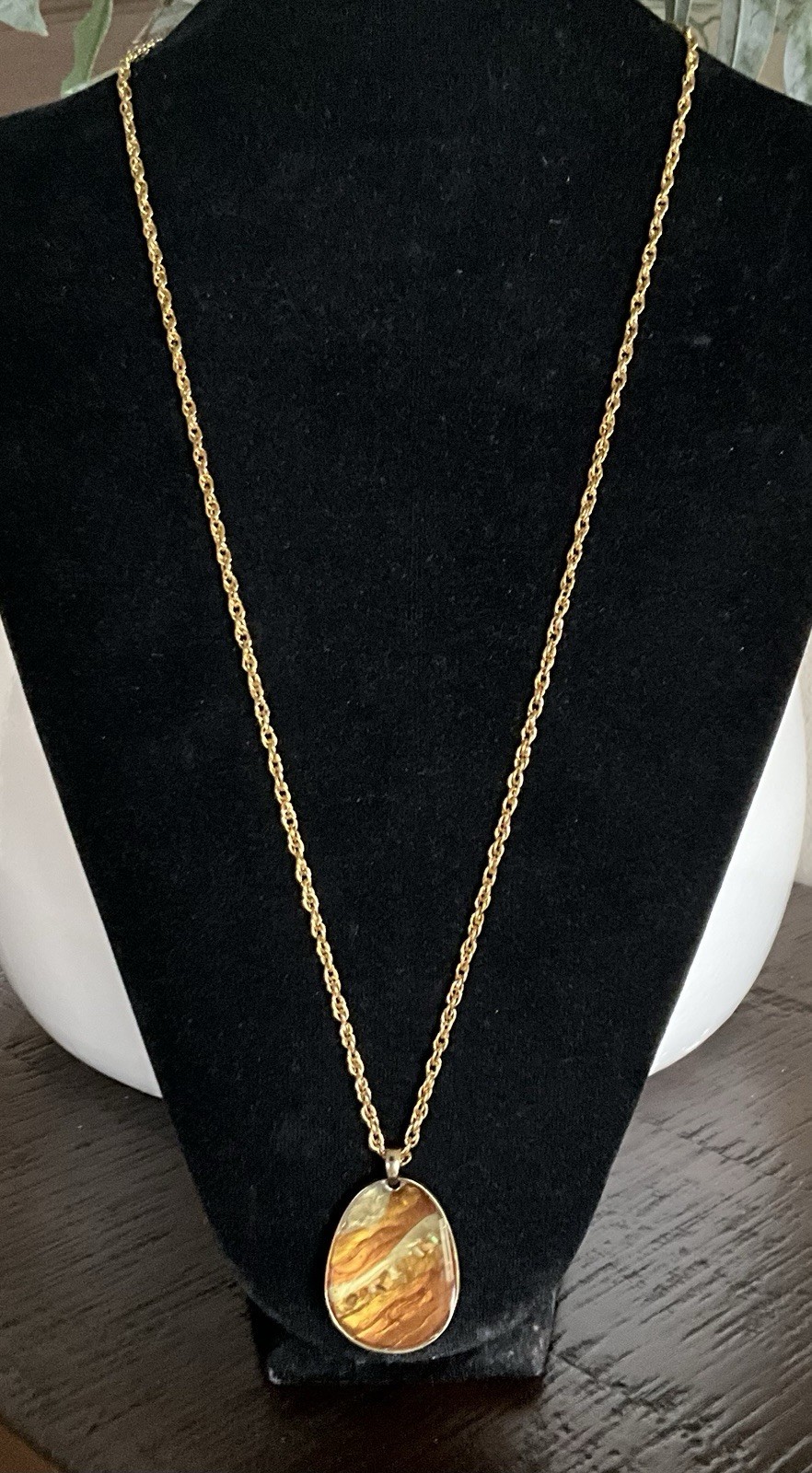 Vintage Abstract Metallic Fluid Art Necklace