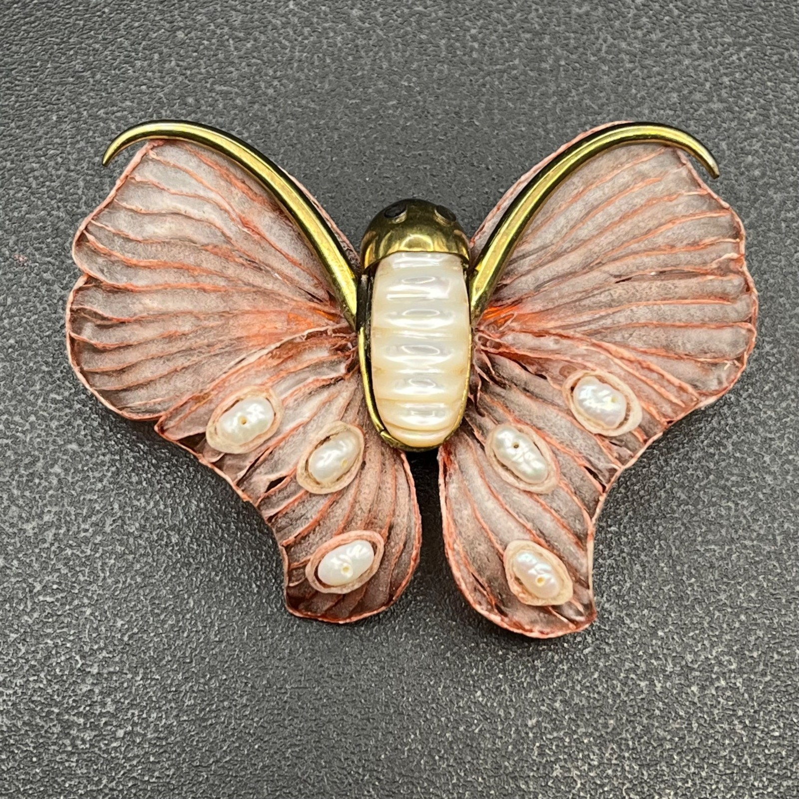 Fabrice Paris Large Butterfly Brooch – Acetate, MOP & Baroque Pearls