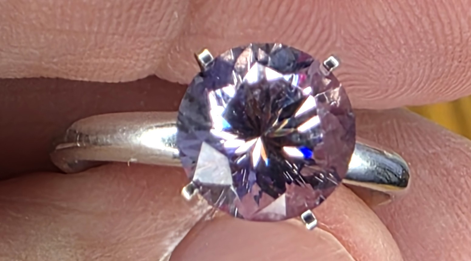 VTG ArtCarved Solitaire Ring made with Sterling and 10K with Synthetic Alexandri