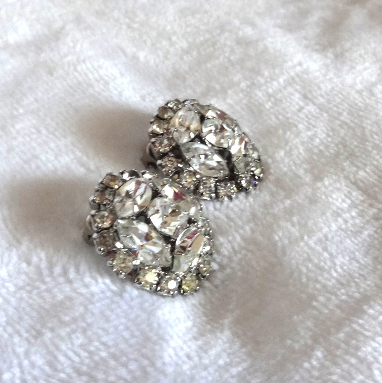 Stunning Vintage Signed KRAMER Clear Rhinestone Bracelet Earrings Set 7”