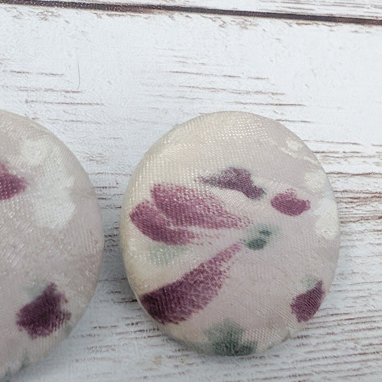 Vintage Clip On Earrings – Fabric Button Style 1 & 1/8″