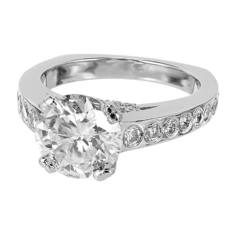 Vintage 2.44ct Transitional Ideal Cut Diamond Platinum Ring