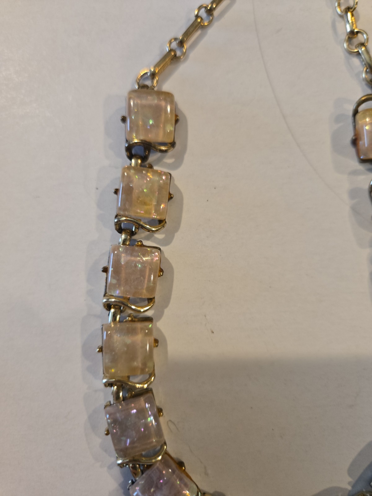 Vintage Coro Faux Opal Lucite Collar Necklace