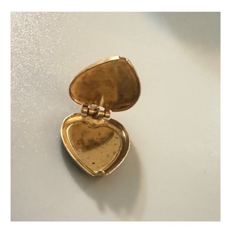 Vintage Dainty Brass Heart Locket Pendant, .75”