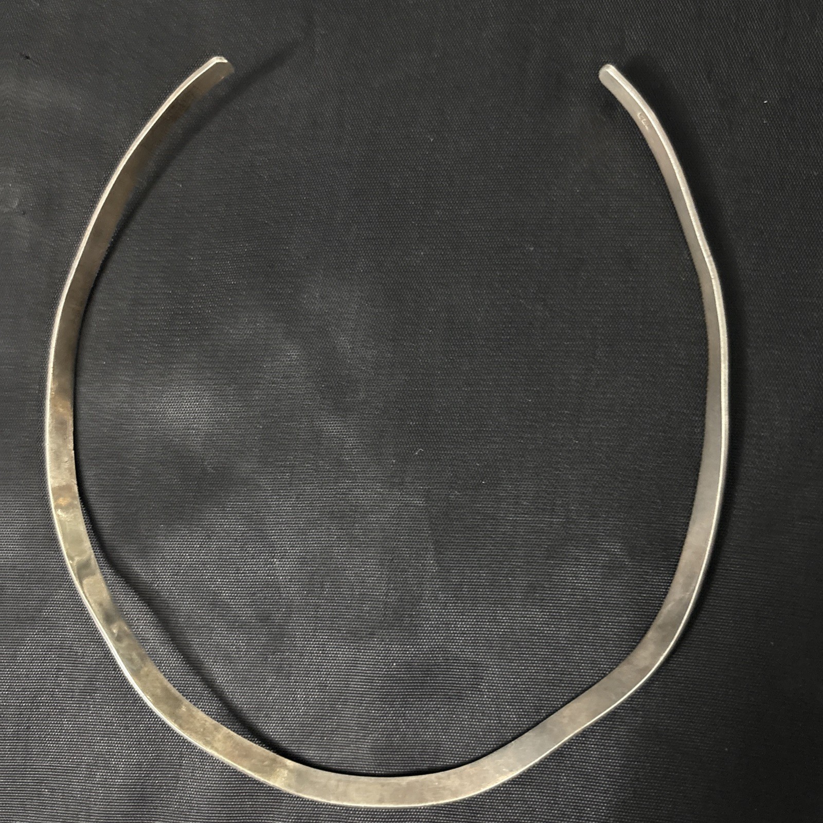 Vintage Sterling Silver Cuff Collar Necklace Flat Choker wavy 23g 14”
