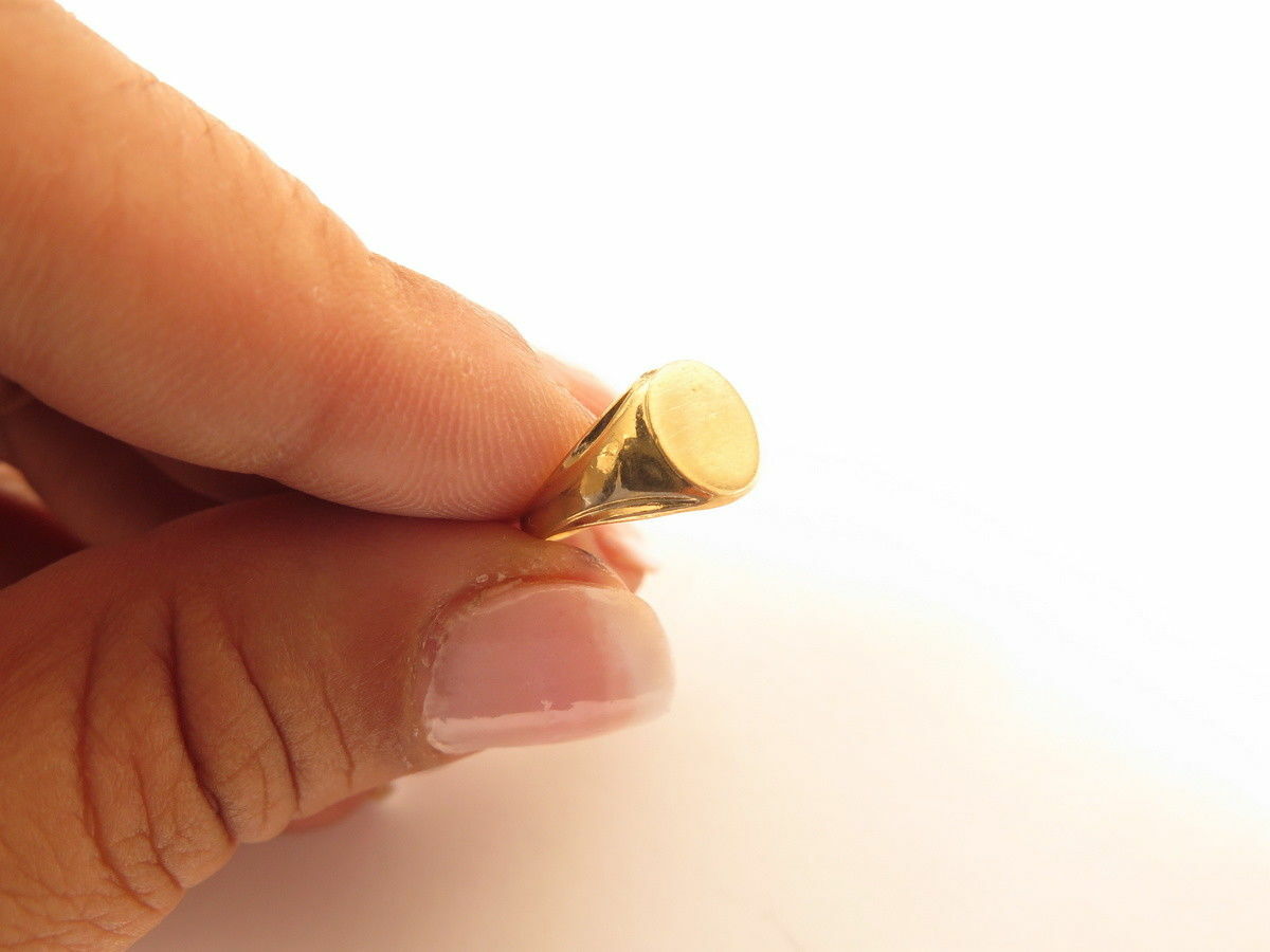 Vintage Grooved Edge Signet Rings*Gold Plated Blank Monogram Esposito ESPO*A814