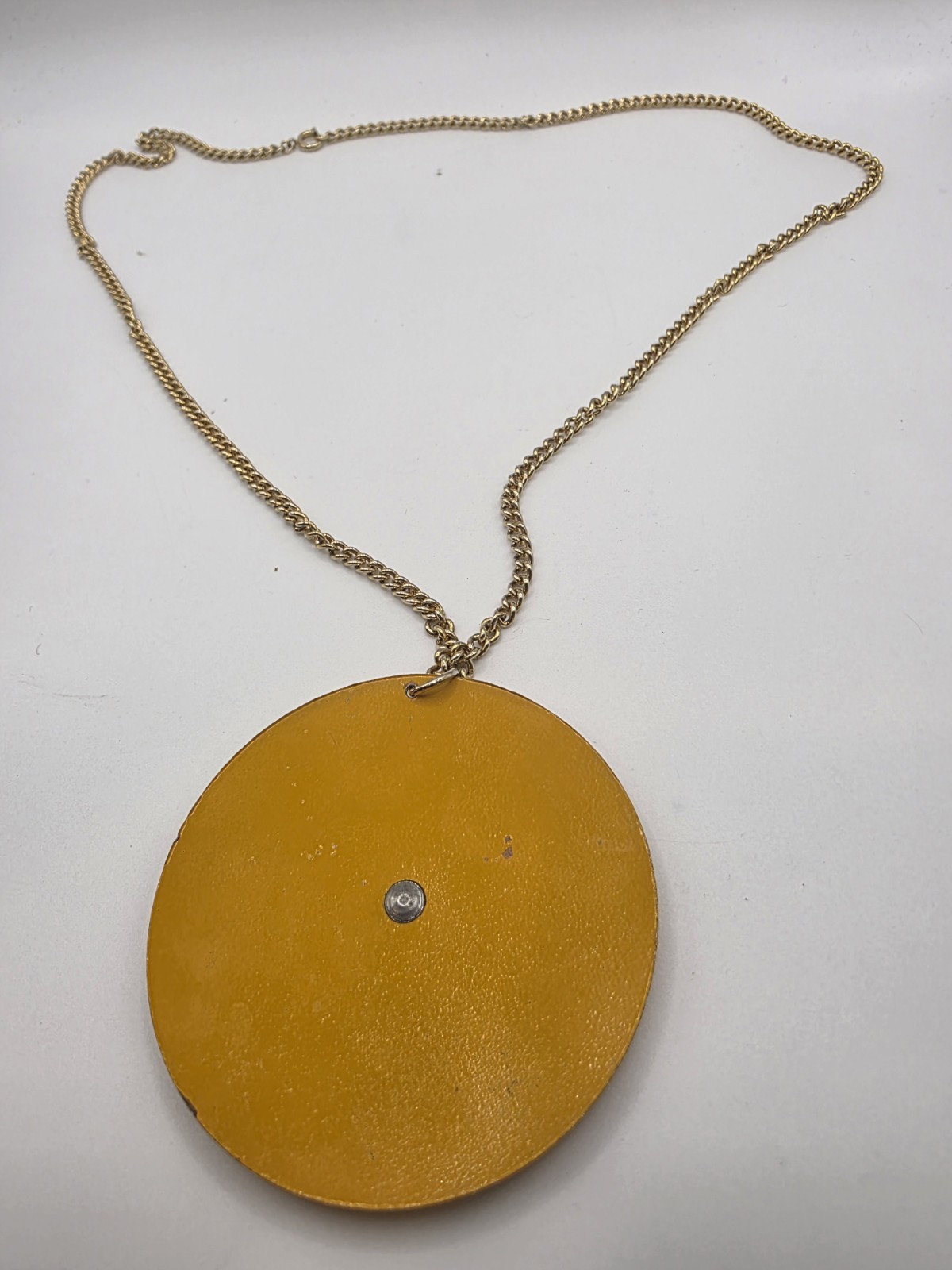Vintage Batman Batsignal Pendant Necklace Gold Tone Chain DC Comics